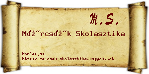 Márcsák Skolasztika névjegykártya